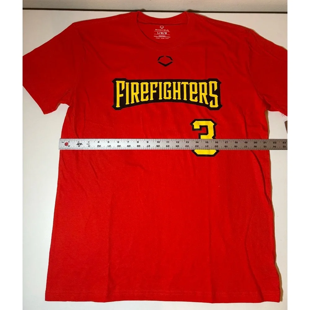 Savannah Bananas 'FIREFIGHTERS' #3 Evoshield T-Shirt | Red | NWT | Large
